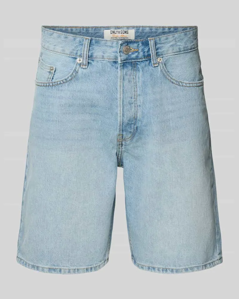Only & Sons Straight Leg Jeansshorts aus reiner Baumwolle Modell 'EDGE Hellblau