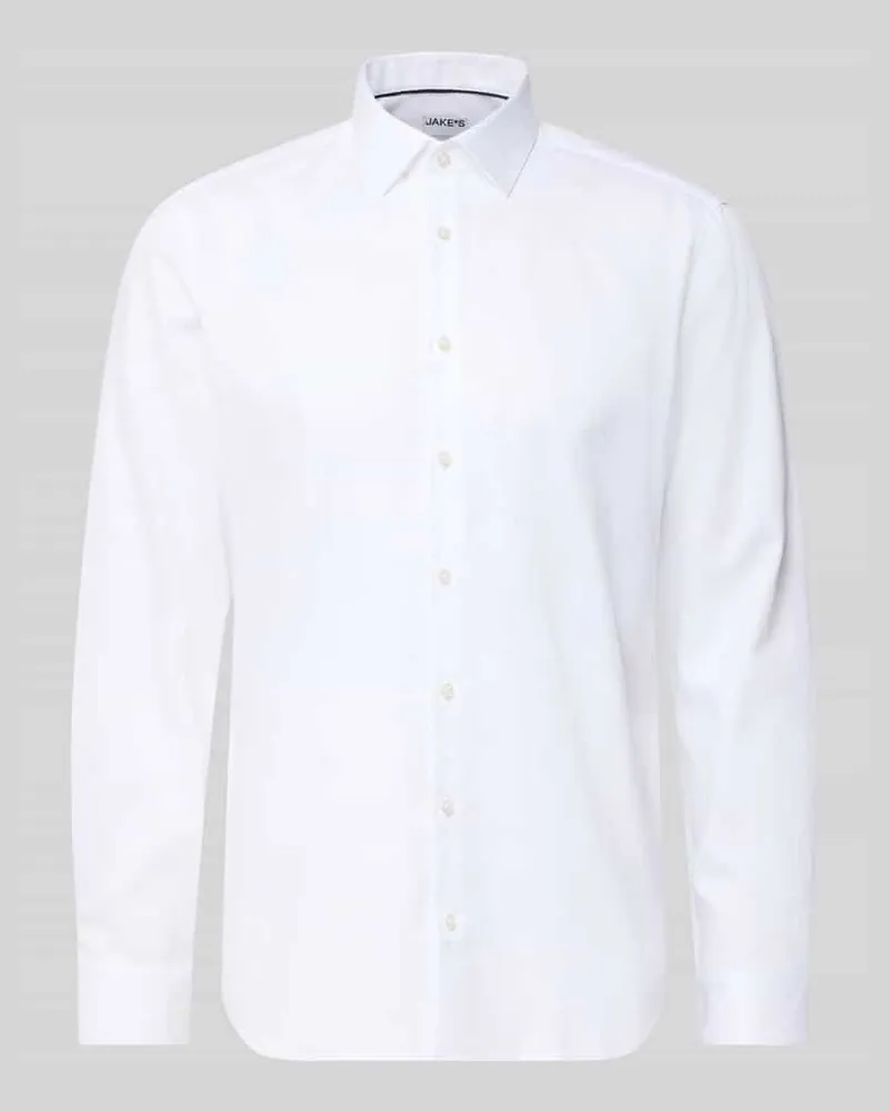 JAKE*S Regular Fit Business Hemd aus Baumwolle mit Kentkragen Weiss
