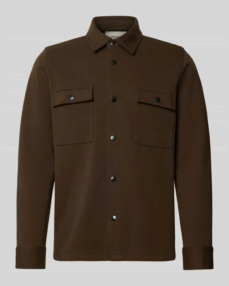 Selected Homme Relaxed Fit Freizeithemd aus Baumwoll-Mix Modell 'JACKIE Schoko