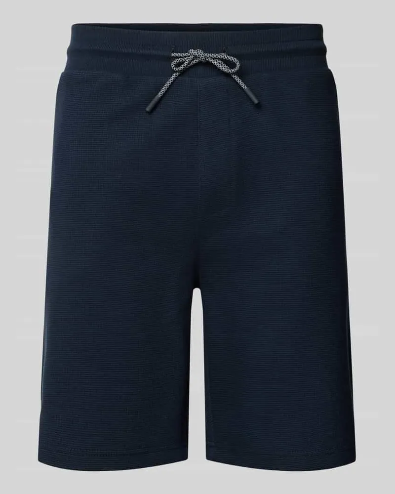 Lerros Shorts mit Strukturmuster und Tunnelzug Marine