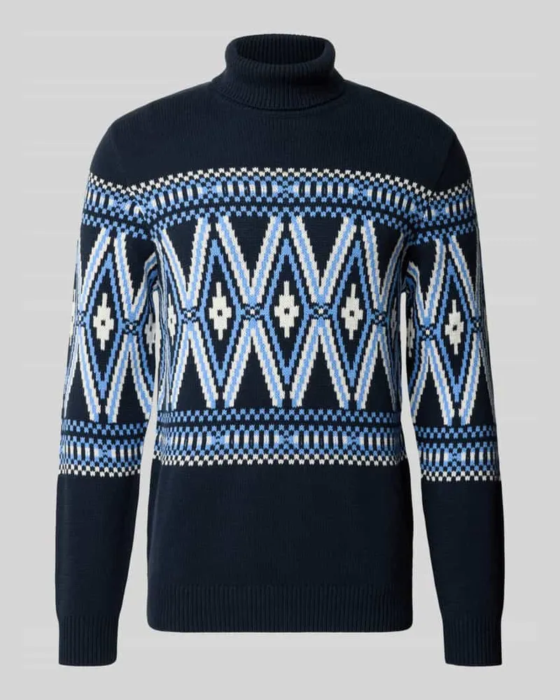 McNeal Rollkragenpullover im Allover-Look Dunkelblau