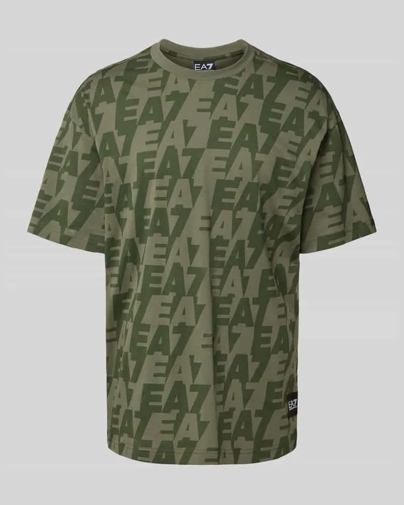 EA7 T-Shirt mit Allover-Label-Print 