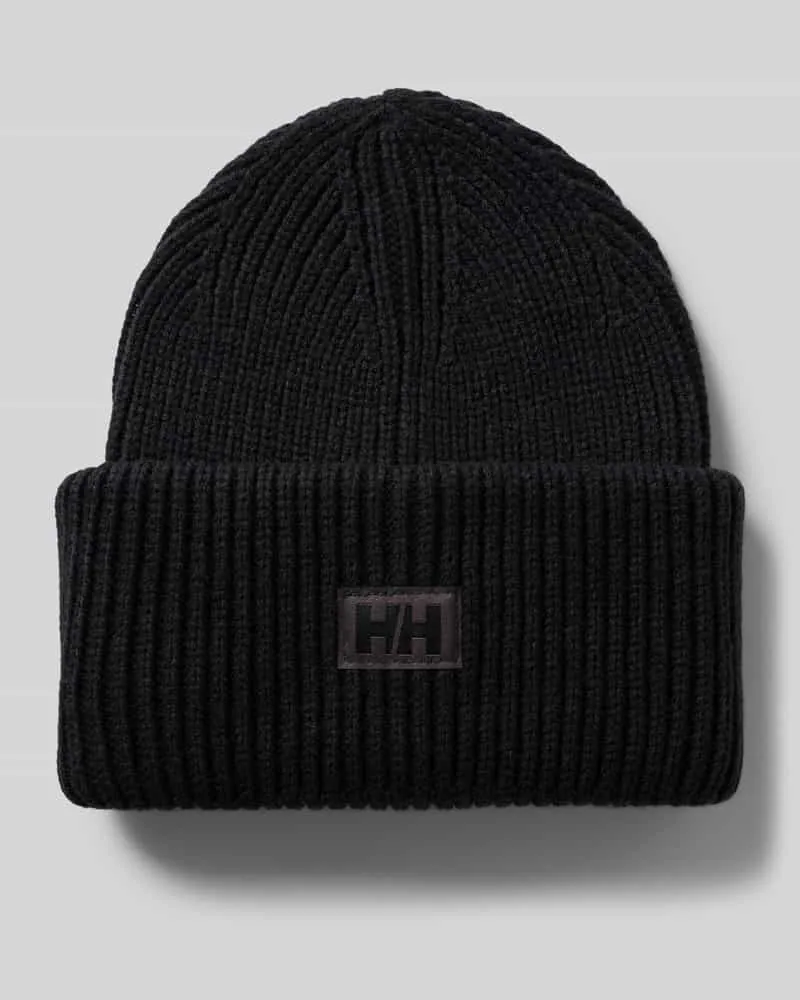 Helly Hansen Beanie in Strick-Optik mit Logo-Patch Black