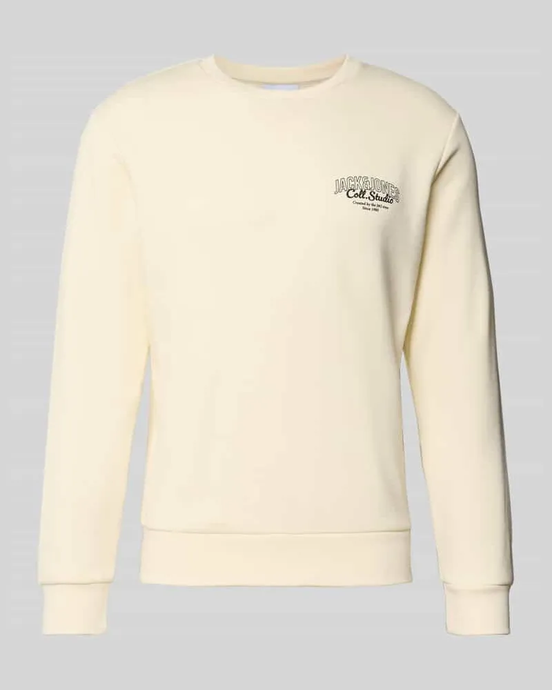 Jack & Jones Sweatshirt mit Label-Print Modell 'MAKOTO Offwhite