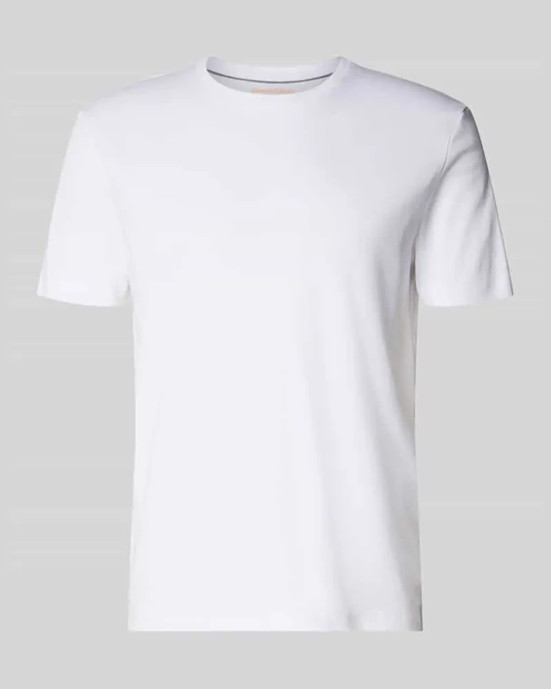 Christian Berg T-Shirt mit geripptem Rundhalsausschnitt Weiss