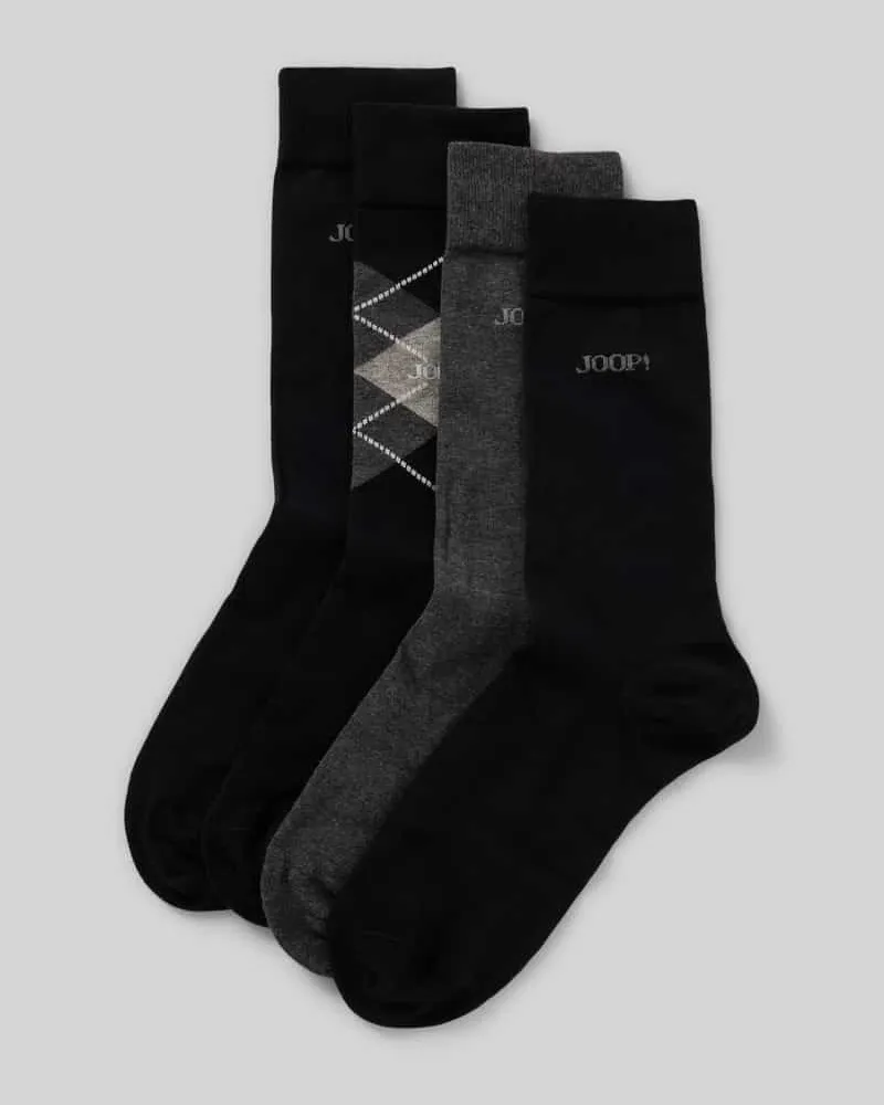 JOOP! Regular Fit Socken aus Woll-Mix Modell 'Essentials' im 4er-Pack Black
