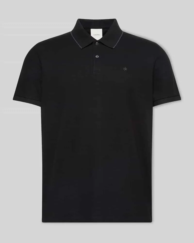 Calvin Klein Poloshirt mit Logo Stitching aus reiner Baumwolle Black