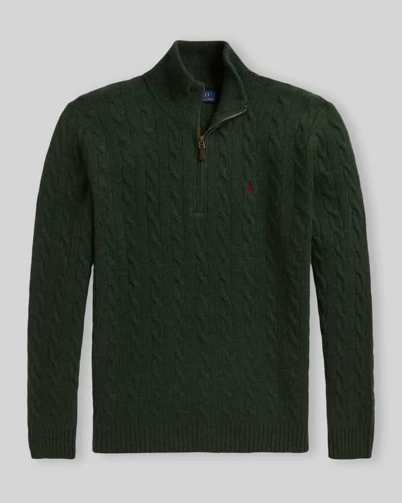 Ralph Lauren Regular Fit Troyer aus Woll-Kaschmir-Mix Dunkelgruen