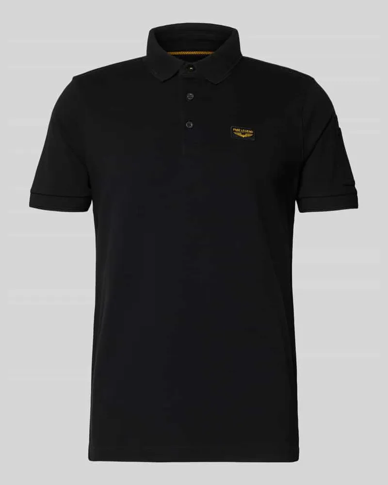 PME Legend Slim Fit Poloshirt mit Label-Stitching Modell 'TRACKWAY Black