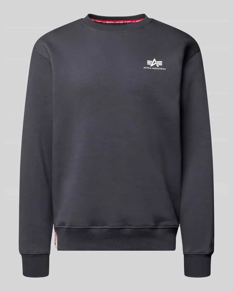 Alpha Industries Sweatshirt mit gerippten Abschlüssen Dunkelblau