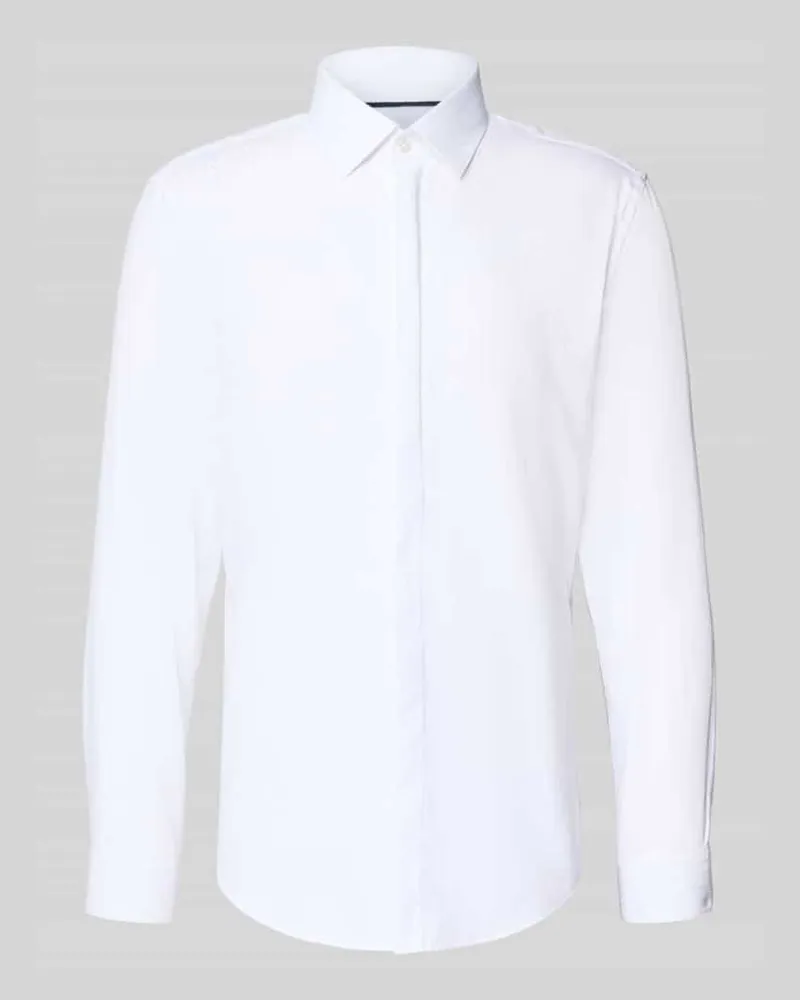 JAKE*S Slim Fit Business-Hemd mit Kentkragen Weiss