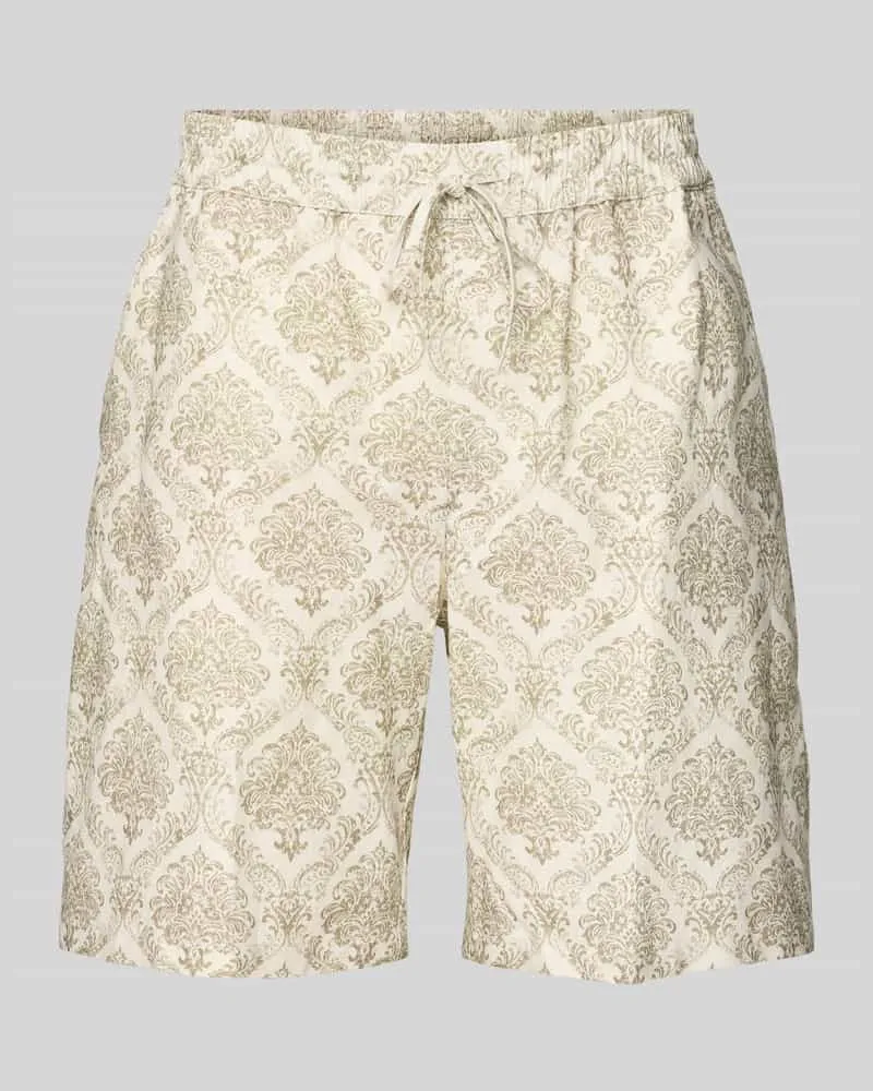 Bugatti Shorts aus Leinen-Mix im Allover-Look Sand