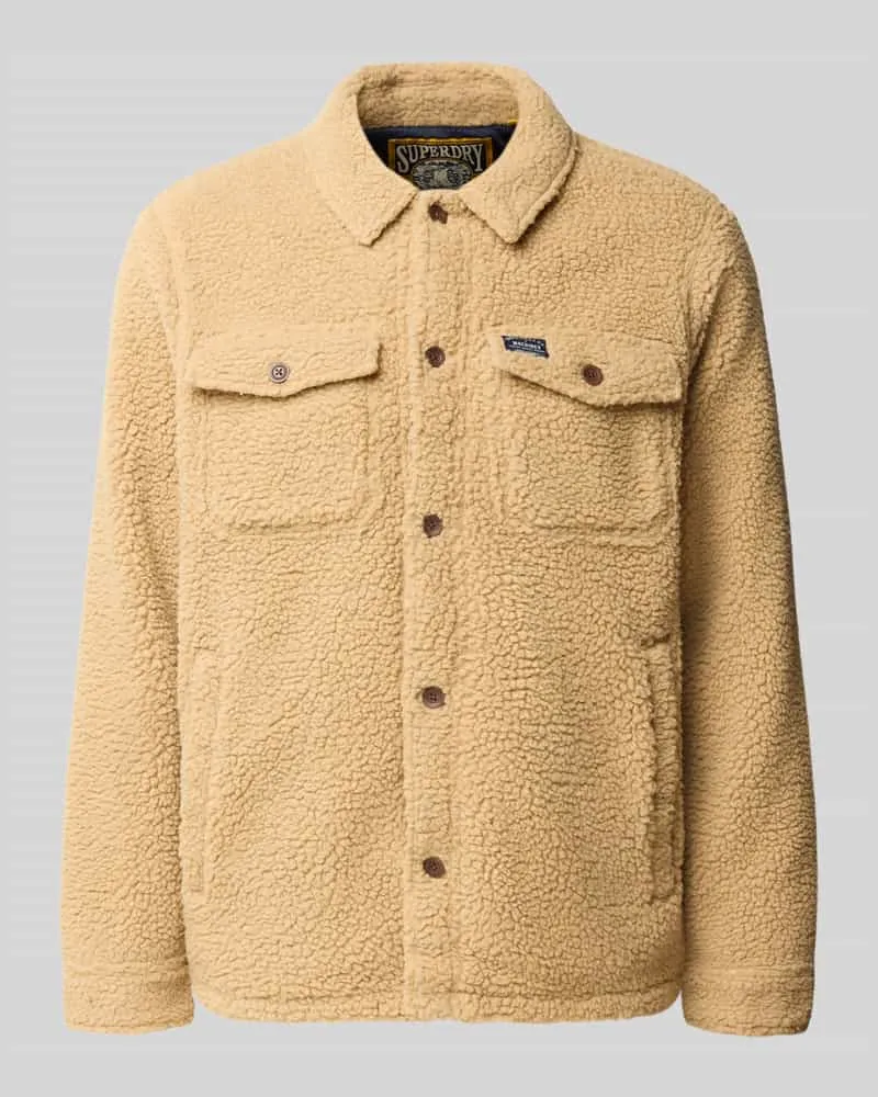 Superdry. Regular Fit Hemdjacke aus Fleece Beige