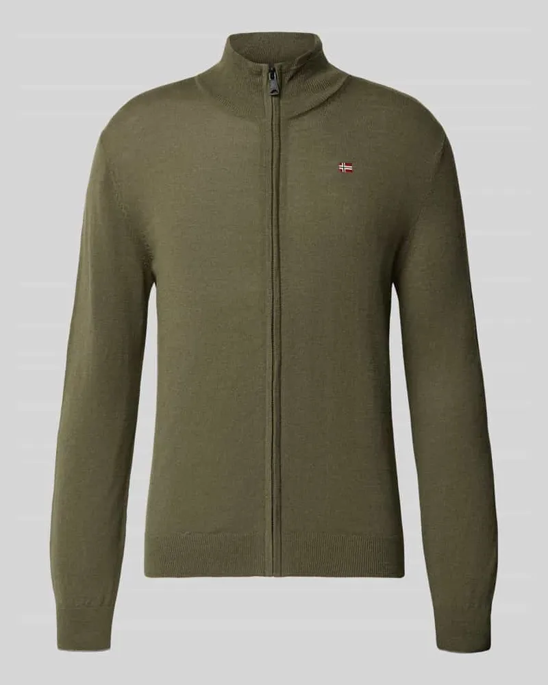 Napapijri Strickjacke mit Logo-Stitching Modell 'DAMAVAND Khaki