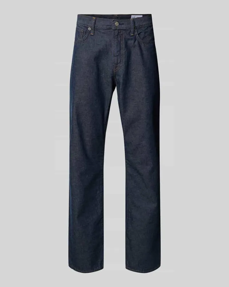 GAP Relaxed Straight Fit Jeans mit Eingrifftaschen Dunkelblau