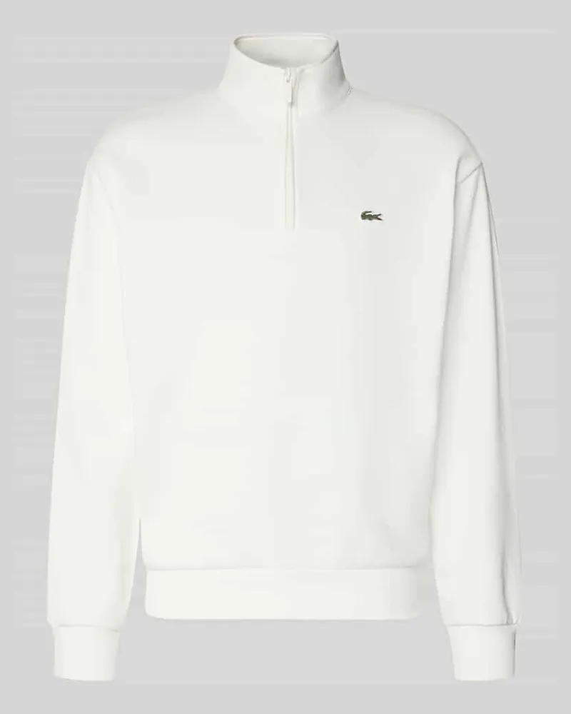 Lacoste Regular Fit Troyer aus Baumwoll-Mix Offwhite