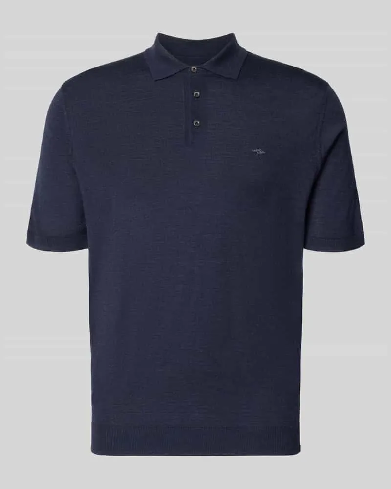 Fynch-Hatton Regular Fit Poloshirt aus reiner Baumwolle in Strick-Optik Marine