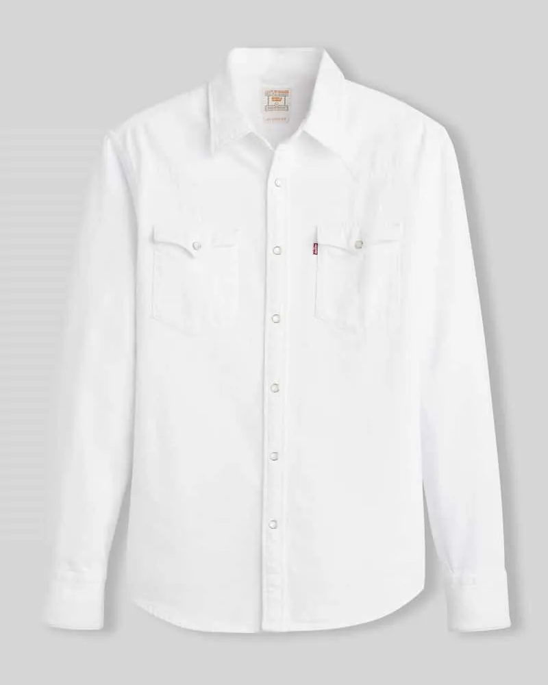 Levi's Regular Fit Jeanshemd aus reiner Baumwolle Offwhite