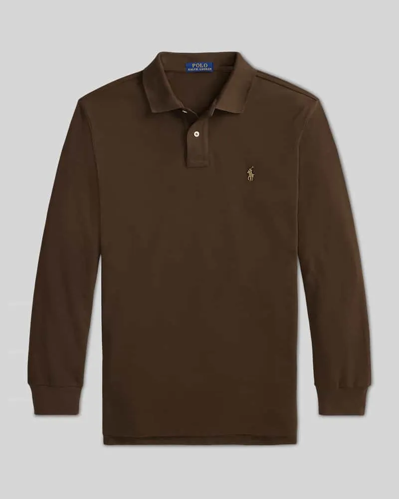 Ralph Lauren Regular Fit Poloshirt aus reiner Baumwolle Dunkelbraun