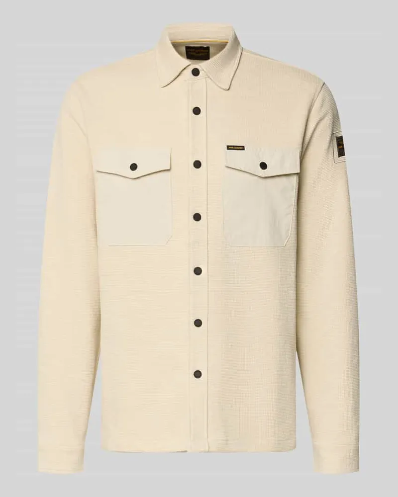 PME Legend Regular Fit Hemdjacke mit Brusttaschen Offwhite