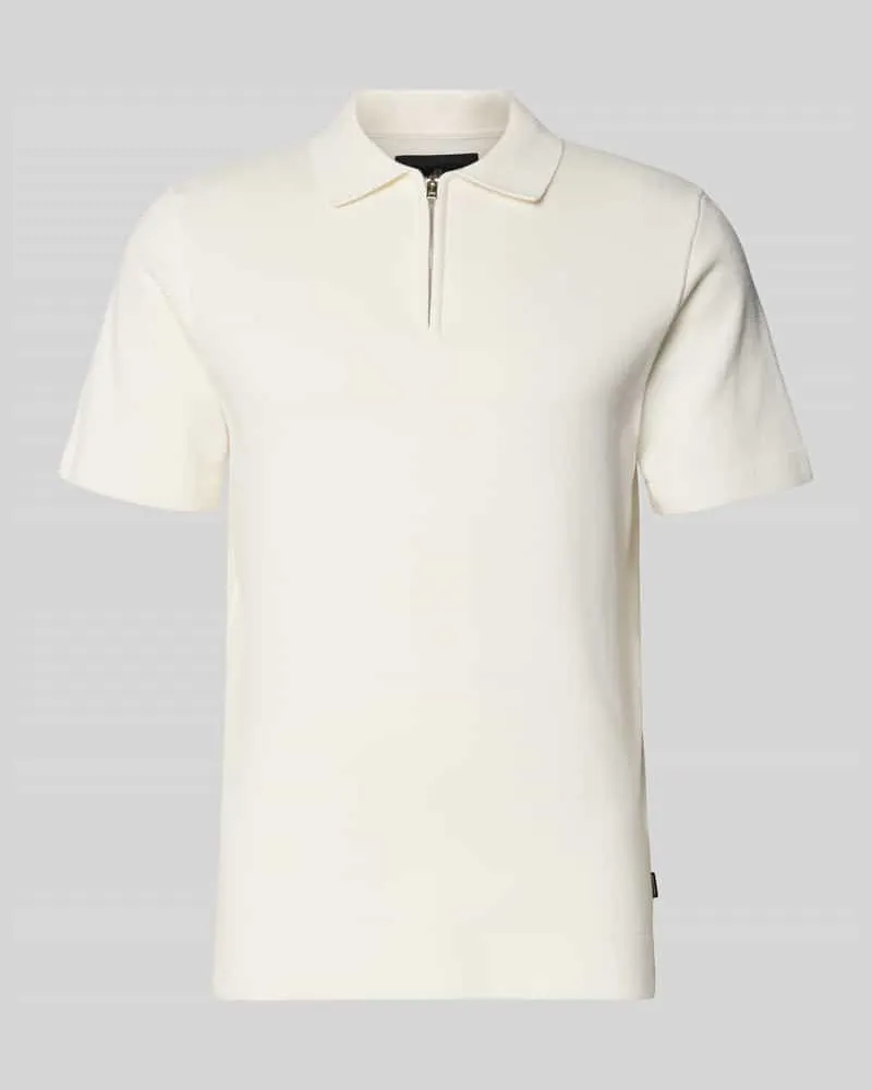 Jack & Jones Regular Fit Poloshirt mit Reißverschluss Modell 'MILANO Offwhite