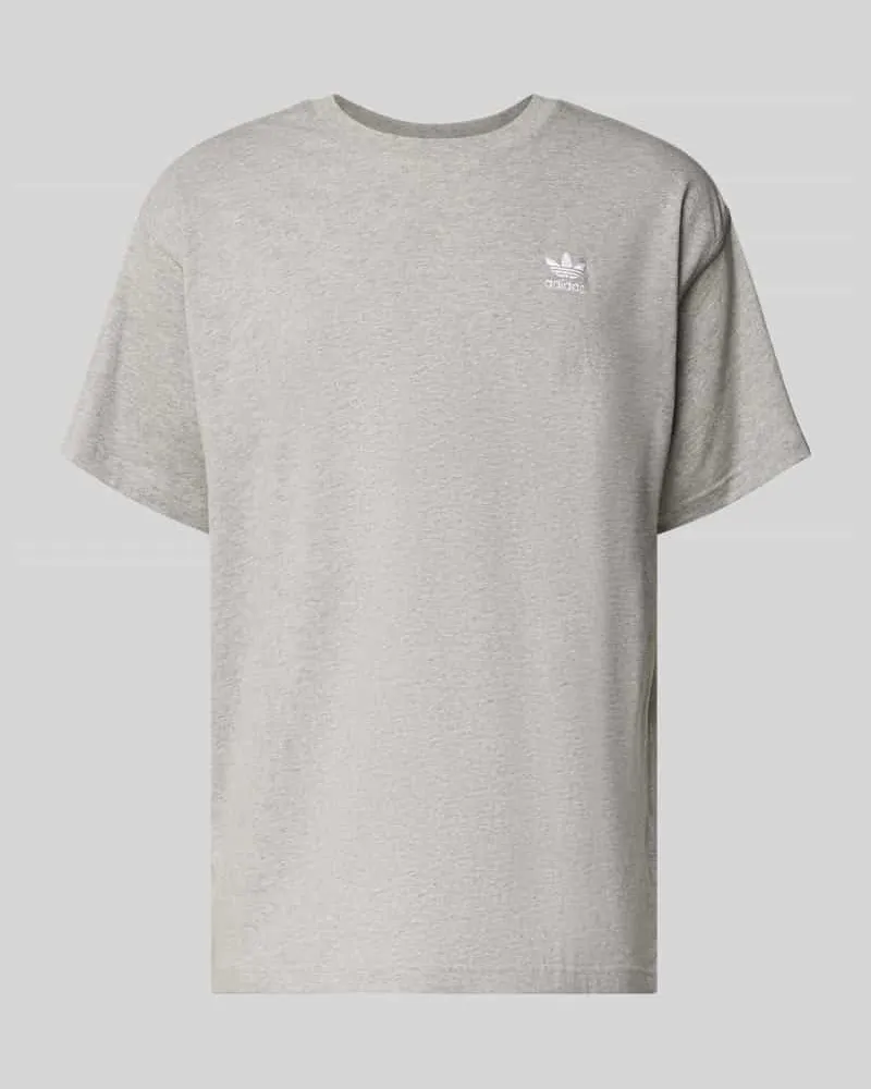 adidas T-Shirt mit Label-Stitching Hellgrau