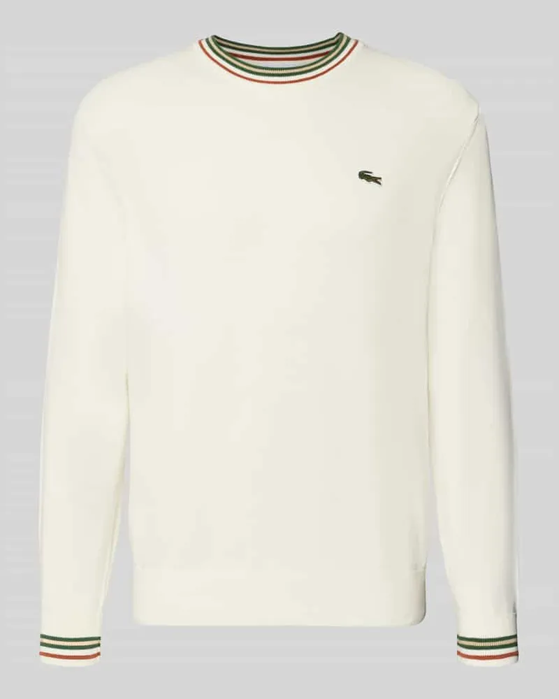 Lacoste Regular Fit Pullover aus reiner Wolle Offwhite