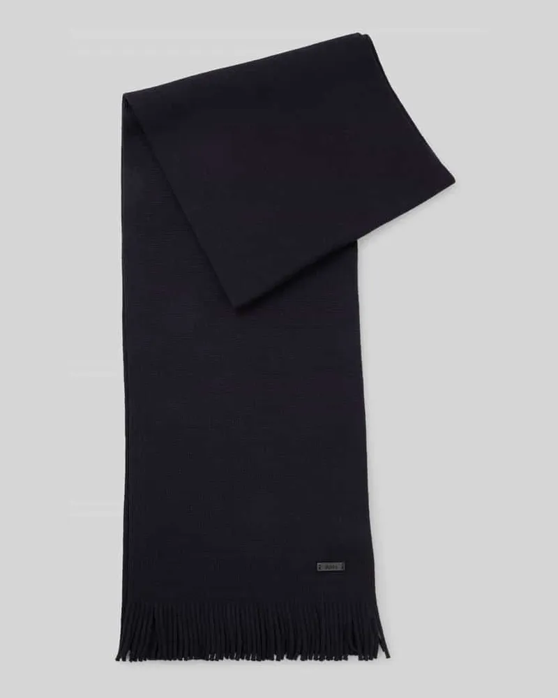 HUGO BOSS Schal aus reiner Schurwolle Dunkelblau