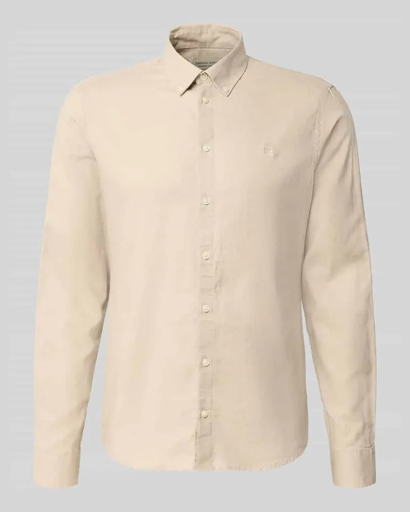 Casual Friday Slim Fit Freizeithemd mit Button-Down-Kragen Modell 'Anton Beige