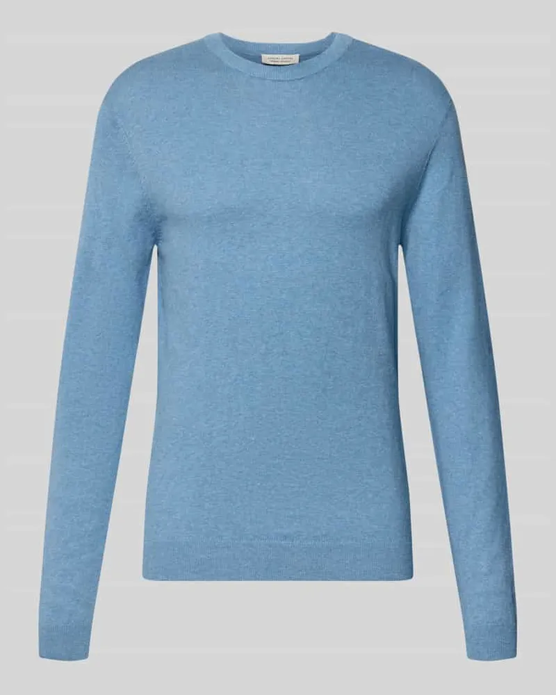 Casual Friday Regular Fit Strickpullover aus Baumwoll-Mix mit Kaschmir-Anteil Bleu