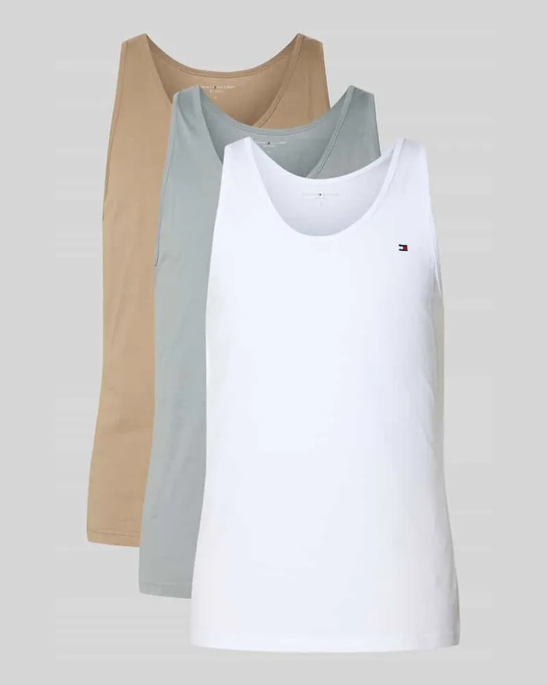 Tommy Hilfiger Regular Fit Tanktops aus reiner Baumwolle im 3-er-Pack Taupe