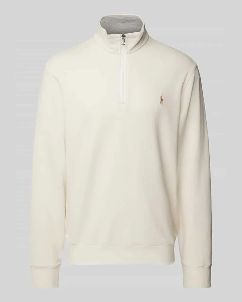 Ralph Lauren Sweatshirt mit kurzem Reißverschluss Ecru