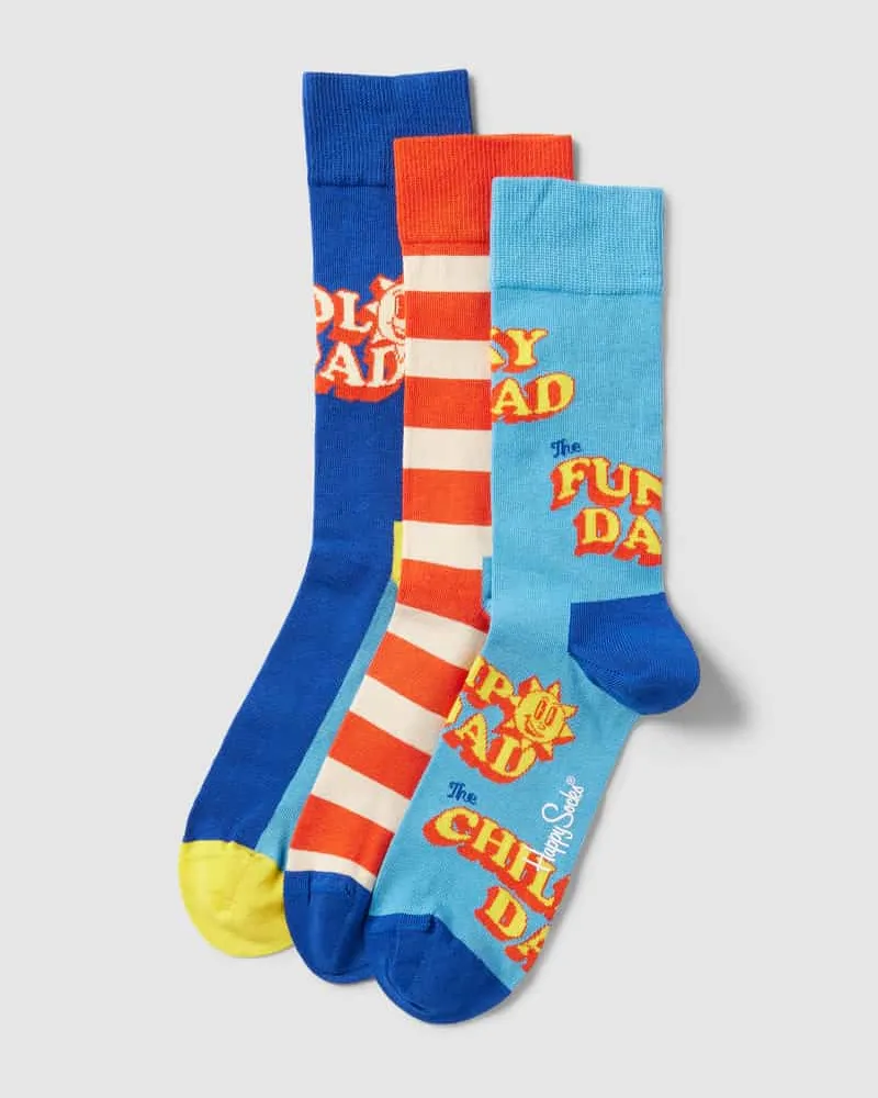Happy Socks Socken mit Label-Print im 3er-Pack Modell 'Father Of The Year Rot