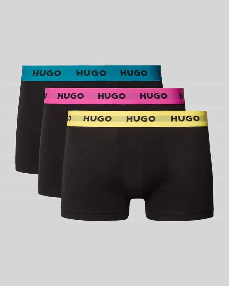 HUGO BOSS Slim Fit Trunks aus Baumwoll-Mix im 3er-Pack Modell 'PACK Black
