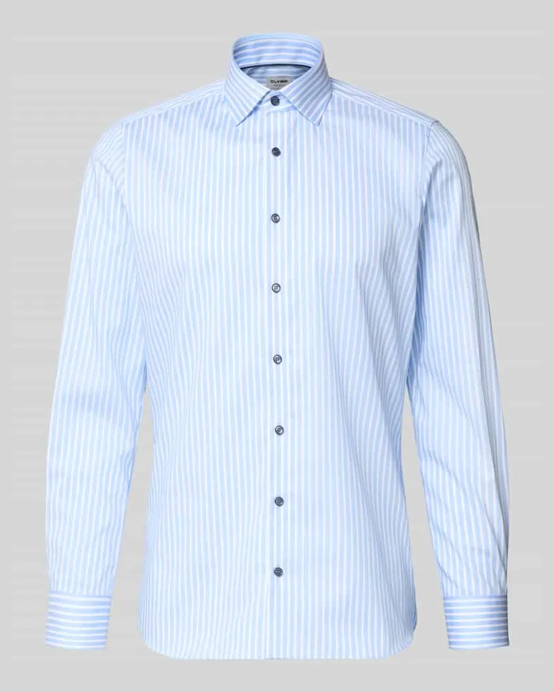 Olymp Slim Fit Businesshemd aus Baumwoll-Mix mit Haifischkragen Bleu