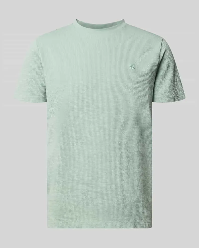 Lerros T-Shirt mit Strukturmuster und Logo-Stitching Lind