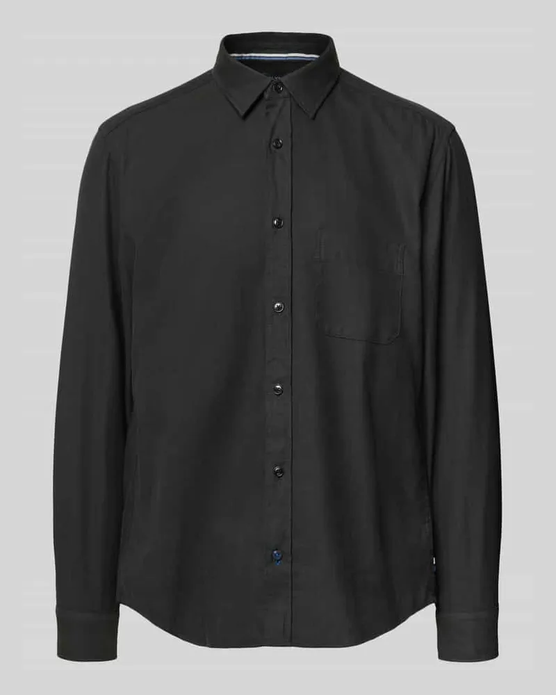 Olymp Slim Fit Freizeithemd mit Kentkragen Black