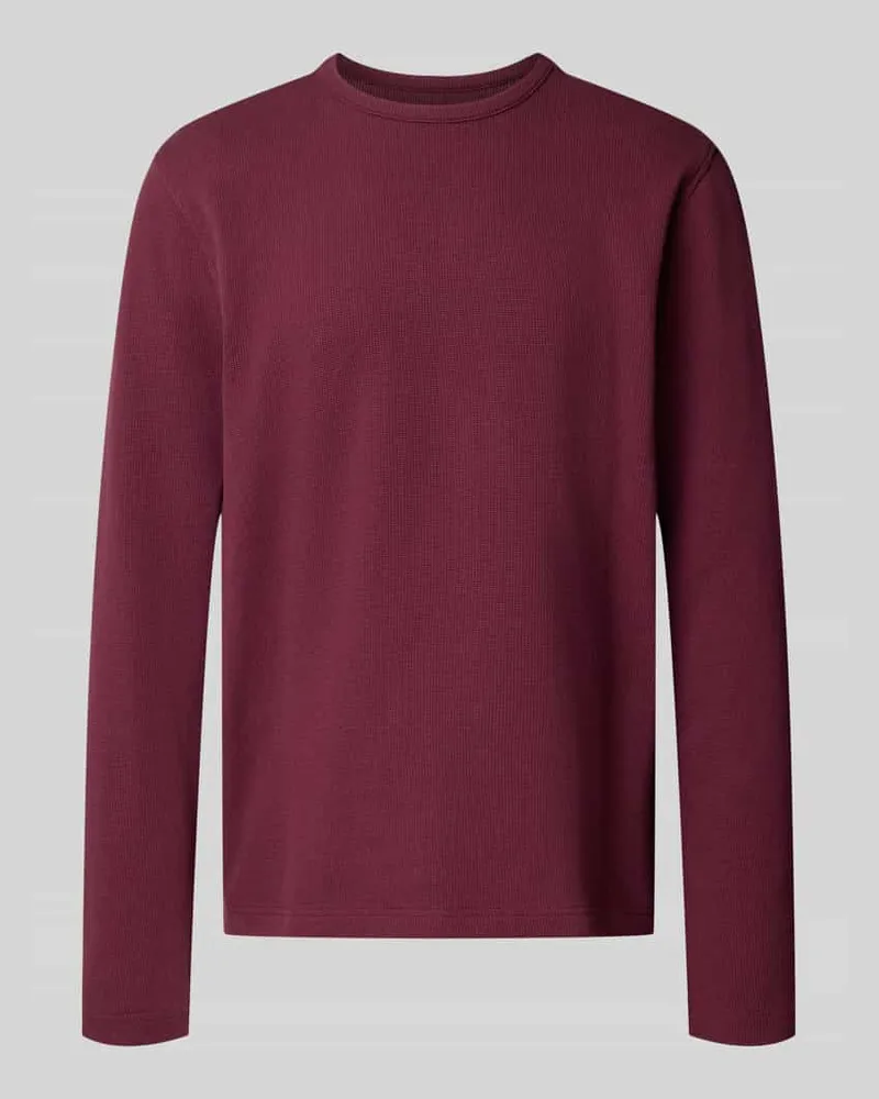 McNeal Longsleeve mit Strukturmuster und Rundhalsausschnitt Dunkelrot