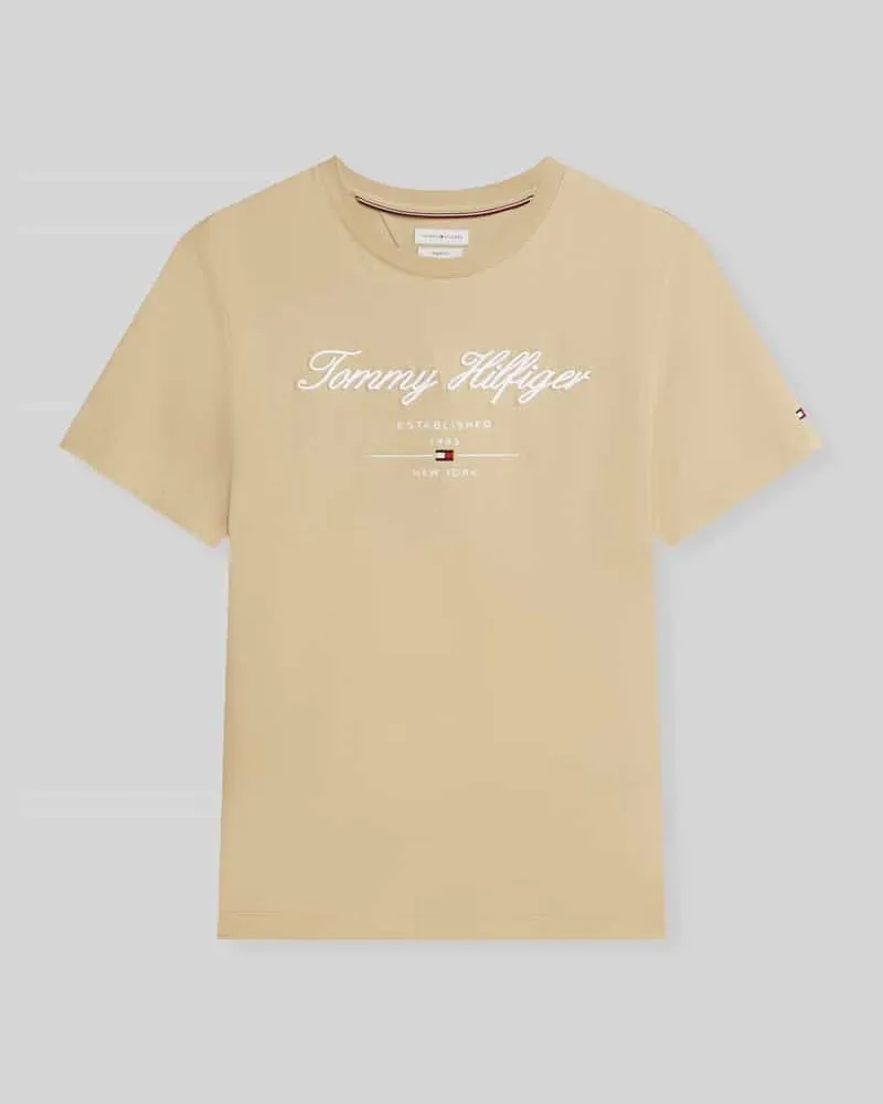 Tommy Hilfiger Regular Fit T-Shirt aus reiner Baumwolle Beige