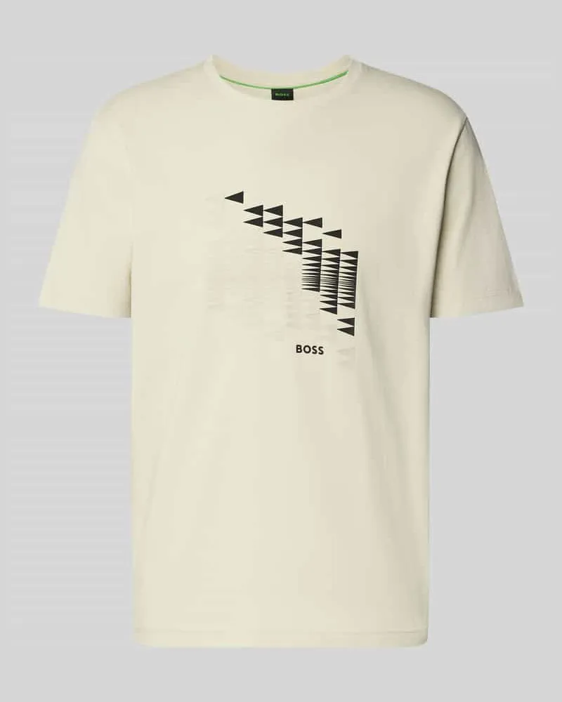 HUGO BOSS Relaxed Fit T-Shirt aus Baumwoll-Mix Modell 'TS_NETWORK FLAG Sand