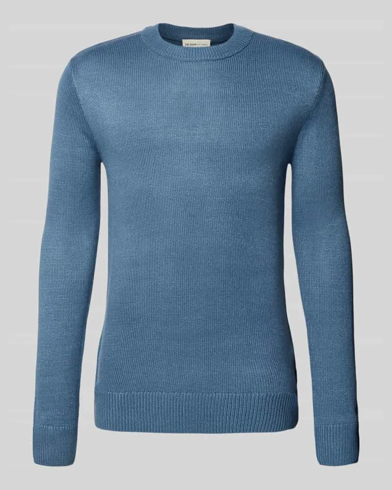 Tom Tailor Regular Fit Strickpullover aus Rippstrick Bleu