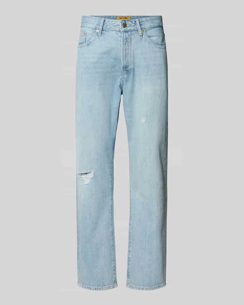 Only & Sons Straight Fit Jeans aus reiner Baumwolle Hellblau