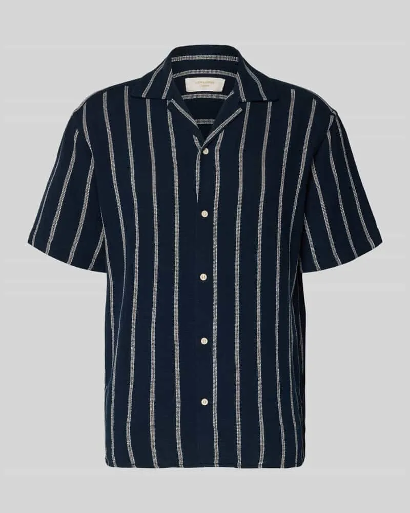 Jack & Jones Regular Fit Freizeithemd mit Strukturmuster Modell 'COBA Marine