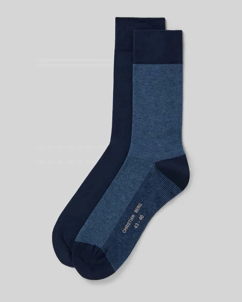 Christian Berg Socken mit Label-Detail im 2er-Pack Dunkelblau
