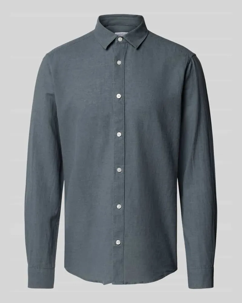 Only & Sons Slim Fit Leinenhemd mit Kentkragen Modell 'CAIDEN 