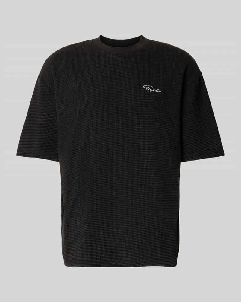 PEGADOR Oversized T-Shirt mit Strukturmuster und Label-Stitching Black