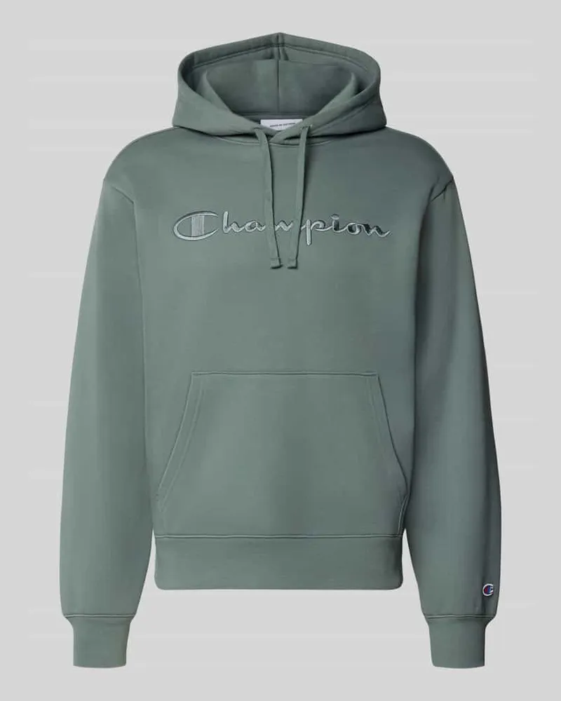 Champion Relaxed Fit Hoodie aus Baumwoll-Mix mit Label-Stitching Petrol