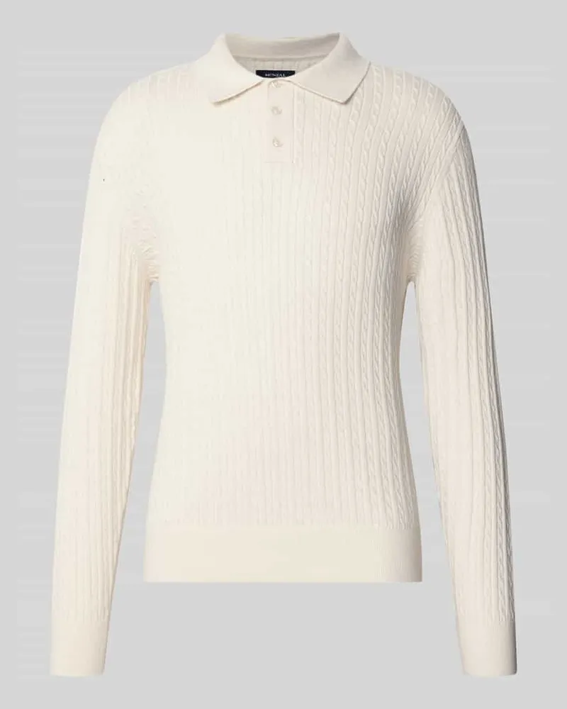McNeal Strickpullover mit Polokragen und kurzer Knopfleiste Sand