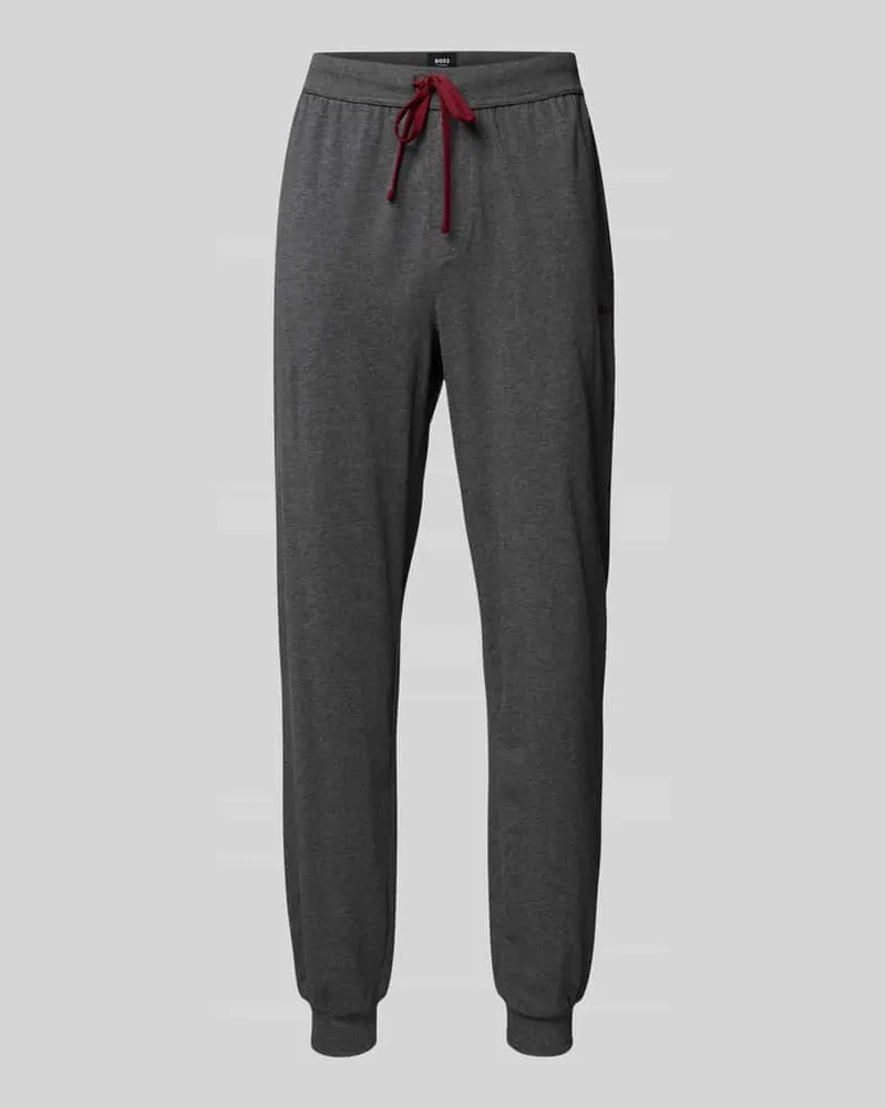 HUGO BOSS Regular Fit Sweatpants aus Baumwoll-Mix Dunkelgrau