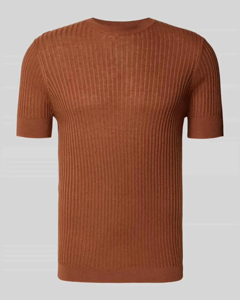 Antony Morato T-Shirt aus Viskose-Mix in Ripp-Optik Rostrot